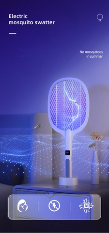 Vợt muỗi điện kiêm đèn bắt côn trùng cao cấp Ecodeals - Pin 1200mAh, màn hình LED