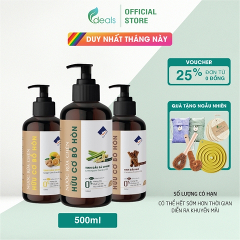 Nước Rửa Chén Bồ Hòn Hữu Cơ ECOCARE 500ml - Diệt khuẩn, sạch dầu mỡ, bảo vệ da tay và tiết kiệm nước