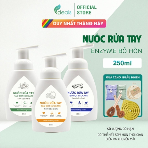 Nước Rửa Tay Bồ Hòn Hữu Cơ ECOCARE 250ml -Sạch khuẩn, chăm sóc da tay, tinh dầu khử mùi