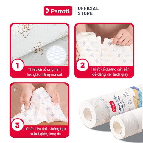 Khăn giấy cuộn, lau bếp, lau kính Parroti Bingo NG01
