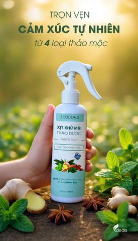 Xịt Khử mùi Kháng khuẩn Nano Bạc ECODEALS - Tinh dầu Thảo mộc