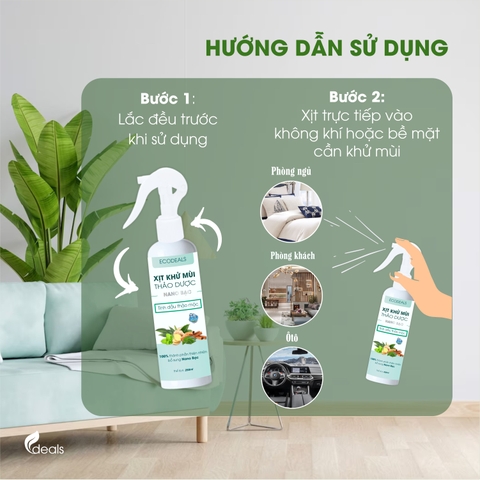 Xịt Khử mùi Kháng khuẩn Nano Bạc ECODEALS - Tinh dầu Thảo mộc