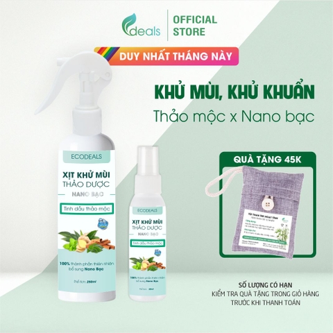 Xịt Khử mùi Kháng khuẩn Nano Bạc ECODEALS - Tinh dầu Thảo mộc