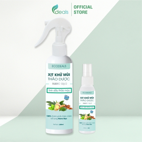 Xịt Khử mùi Kháng khuẩn Nano Bạc ECODEALS - Tinh dầu Thảo mộc