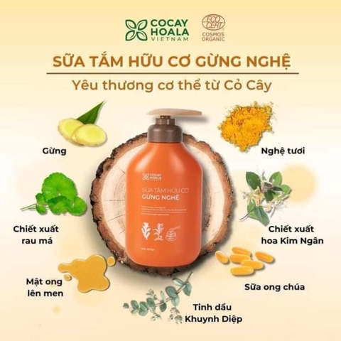 Sữa tắm hữu cơ Gừng Nghệ 500g - Cỏ Cây Hoa Lá