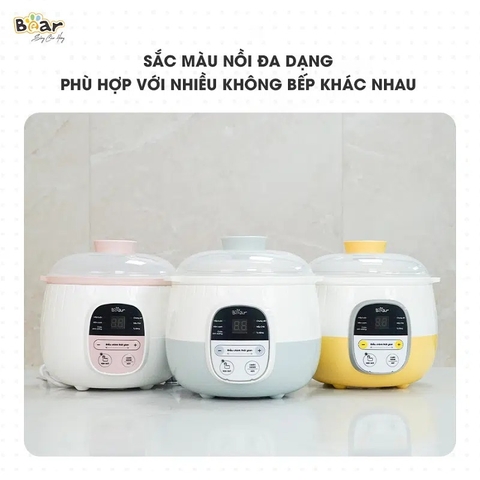 Nồi nấu chậm, hầm cháo đa năng Bear 0.8L (Bản Quốc tế BH 18 tháng)