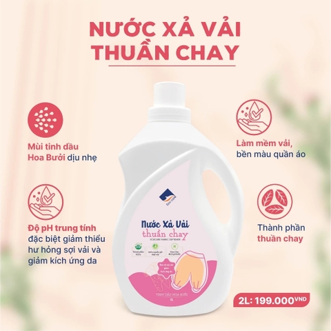 Nước Xả Vải Thuần Chay Hữu Cơ ECOCARE 2L - Hương hoa bưởi, PH cân bằng, an toàn cho trẻ nhỏ