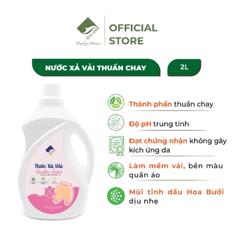 Nước Xả Vải Thuần Chay Hữu Cơ ECOCARE 2L - Hương hoa bưởi, PH cân bằng, an toàn cho trẻ nhỏ