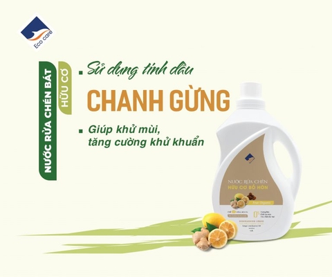 Nước Rửa Chén Bồ Hòn Hữu Cơ ECOCARE 4 Lít - Diệt khuẩn, sạch dầu mỡ, bảo vệ da tay và tiết kiệm nước