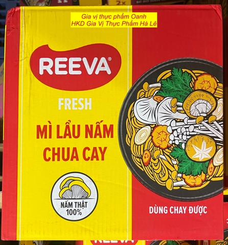 (Thùng 30) Mì lẩu nấm chua cay có nấm thật 85gr REEVA
