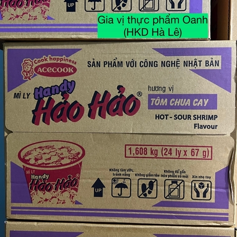 (Thùng 24 ly) Mì Ly Handy Hảo Hảo tôm chua cay 67gr