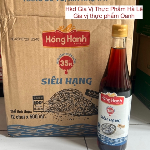 Nước mắm Hồng Hạnh 35 độ đạm 500ml (Thùng 12 chai)
