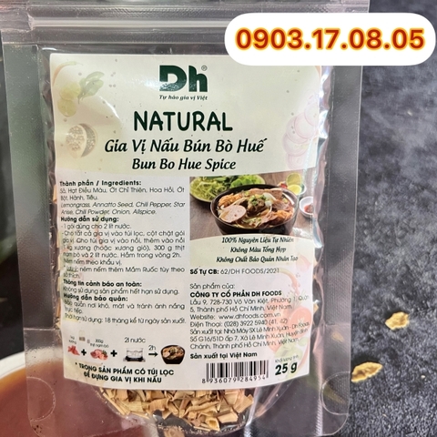 (Thùng 48) Gia vị thảo mộc DH-Bún bò Huế (25gr)