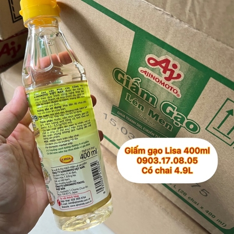 (Thùng 20) Giấm / Dấm gạo Lisa Ajinomoto (400ml)