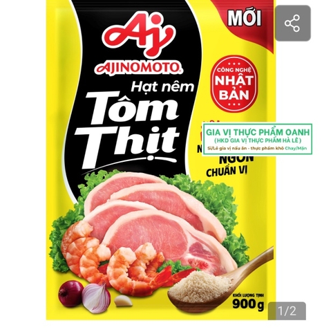 (Thùng 12) Hạt nêm tôm thịt Ajinomoto 900gr