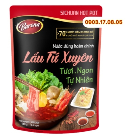 Nước dùng hoàn chỉnh Lẩu tứ xuyên Barona (180gr)