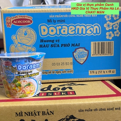 (Thùng 12) Mì ly mini Doraemon hàu sữa phô mai Hảo Hảo Acecook (48 g)