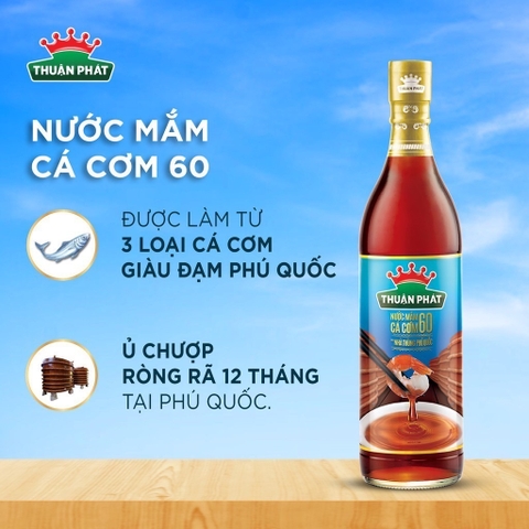 (Thùng 12) Nước mắm cá cơm 60 độ đạm Thuận Phát (490ml)