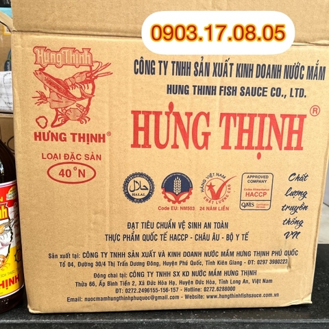 (Thùng 12) Nước mắm Hưng Thịnh 40 độ