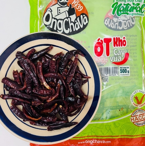 Ớt khô cay vừa nguyên trái Ông Chà Và (500gr)