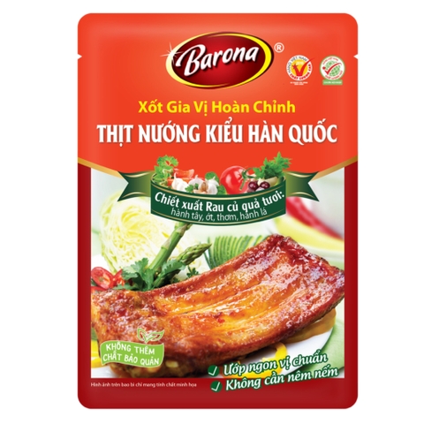 (5 gói/2,5kg thịt) Gia vị hoàn chỉnh THỊT NƯỚNG HÀN QUỐC Barona (80gr)