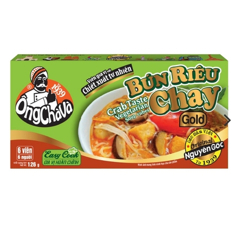 (Thùng 80) Viên gia vị Bún Riêu Chay Gold 126gr-Ông Chà Và