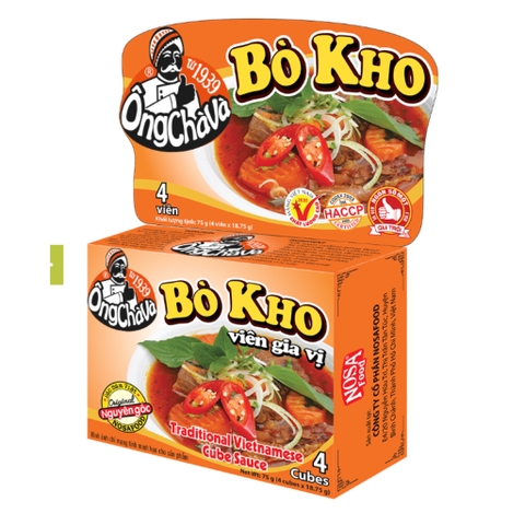 (Lốc 12) Viên gia vị bò kho 75gr-Ông Chà Và