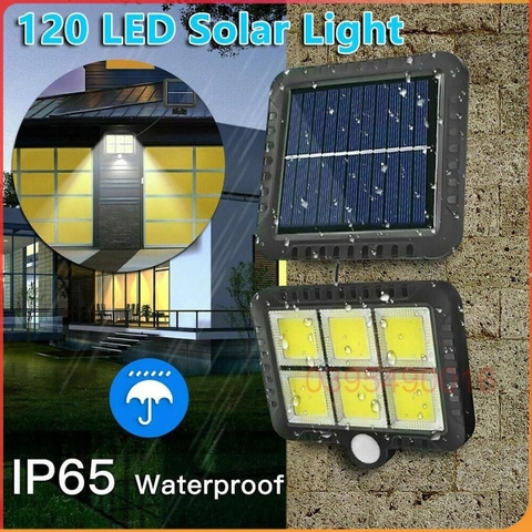 Đèn led năng lượng mặt trời 120 led F120 kèm remote và cảm biến chuyển động tự sáng [BH 1 tuần]