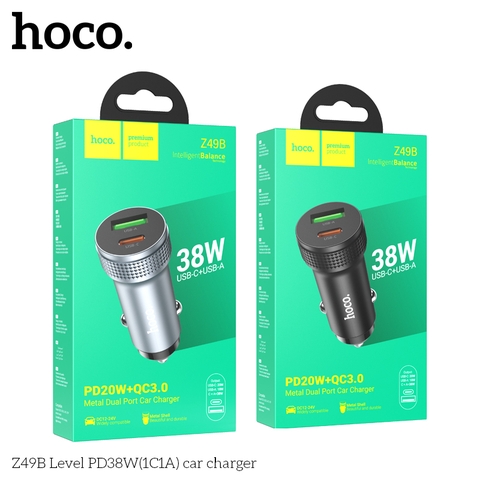 Cóc sạc nhanh PD38W cho xe hơi Hoco Z49B (1 cổng Usb QC3.0 và 1 cổng Type C PD20W) chính hãng [BH 1 năm]