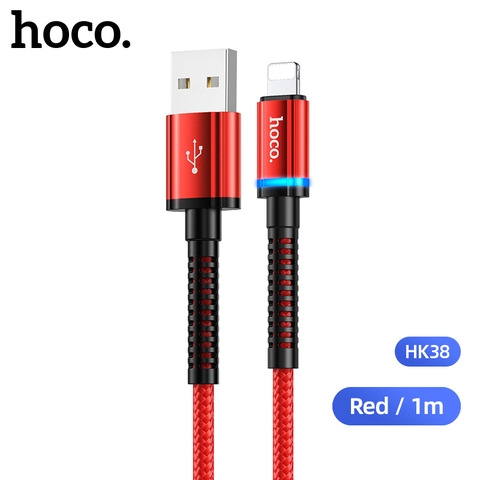 Cáp sạc nhanh 3A HOCO HK38 (usb ra lightning) cho iphone có đèn led báo sạc dây dù 1m chính hãng [BH 1 năm] / pktn sale