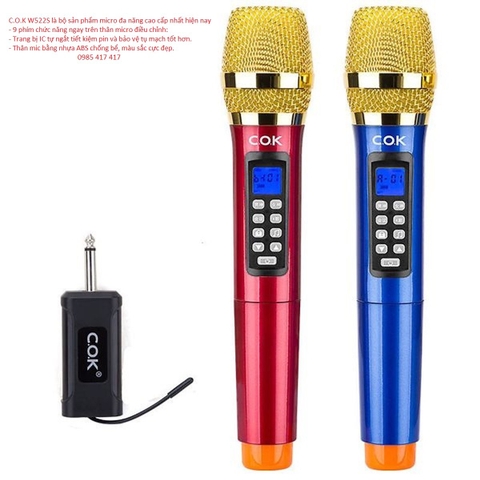 Micro đa năng bộ 2 mic COK W522S âm thanh cực hay, chỉnh hiệu ứng âm thanh tuyệt vời (BH 3 tháng) rg#xc32#2l2