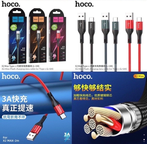 Cáp sạc nhanh 1m HOCO X2 MAX 3A usb ra Type C dây dù chính hãng [BH 1 năm]