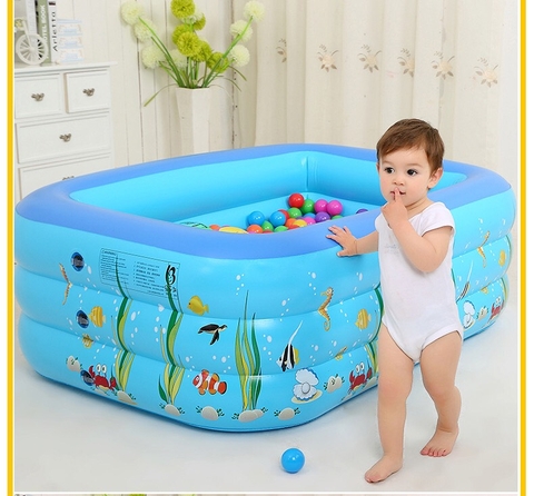 Bể bơi phao 3 tầng cao 55cm chữ nhật 1.5m x 1.1m cho bé