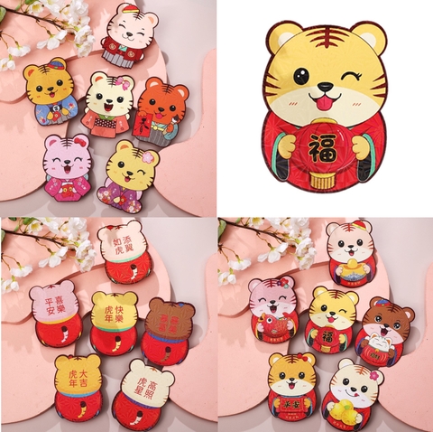 Set 6 Bao lì xì hình chibi 3D ép decal chiếu sáng (9x12cm)