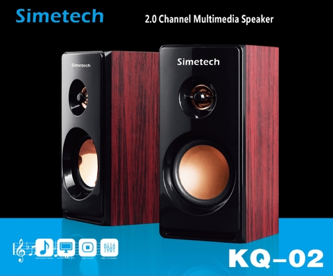 Loa vi tính gỗ 2.0 SIMETECH KQ-02 chính hãng [BH 1 năm]