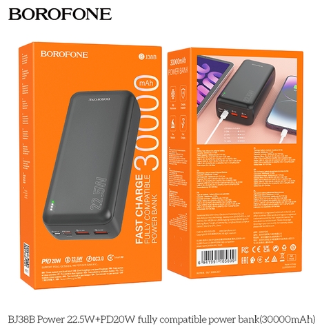 Pin sạc nhanh 22.5W Borofone BJ38B 30.000mAh dự phòng chính hãng [BH 1 NĂM]