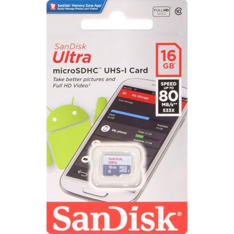THẺ NHỚ MICRO SDXC SANDISK ULTRA 16GB CLASS 10, SPEED UP TO 100MB/S FULL BOX CHÍNH HÃNG