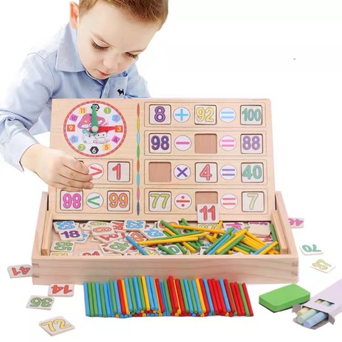 Bộ đồ chơi toán học bằng gỗ kèm bảng giúp phát triển trí tuệ cho bé