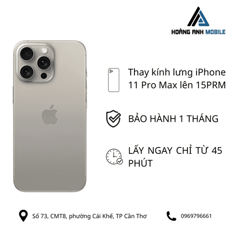 Thay kính lưng iphone 11 Pro Max lên 12prm/13prm /14prm/15prm