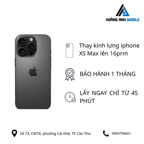 Thay kính lưng iPhone Xs Max lên 16Prm
