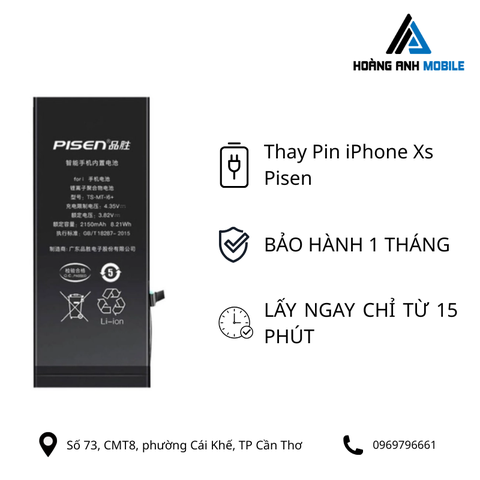 Thay Pin iPhone Xs Pisen dl chuẩn