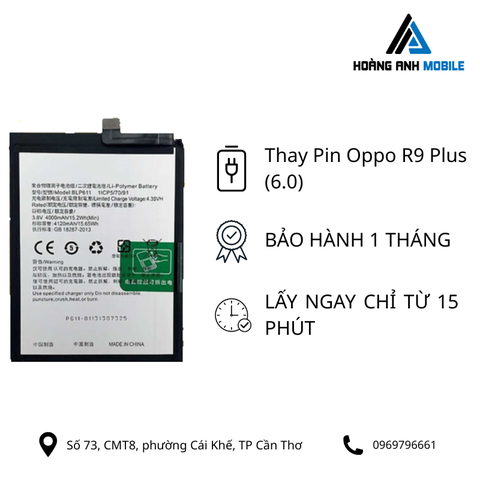 Thay pin Oppo R9 Plus (6.0)