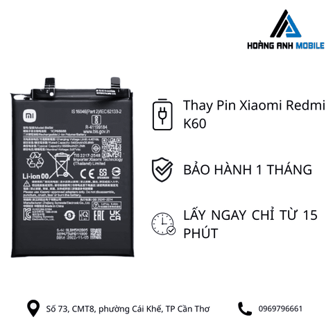 Thay Pin Xiaomi Redmi K60