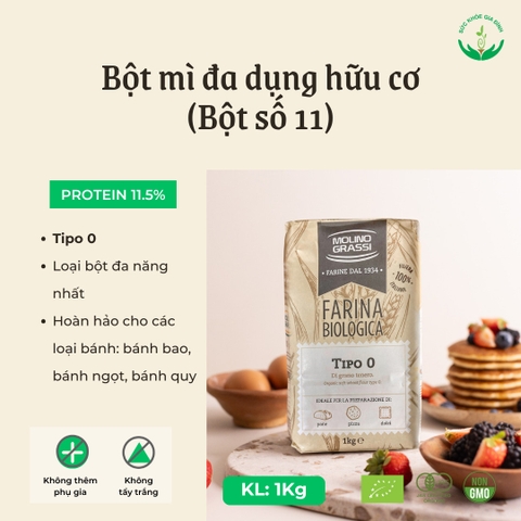 Molino Grassi - Bột mì đa dụng hữu cơ 1kg