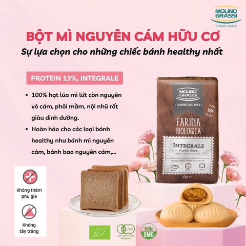 Bột Mì Nguyên Cám Hữu Cơ Molino Grassi 1kg