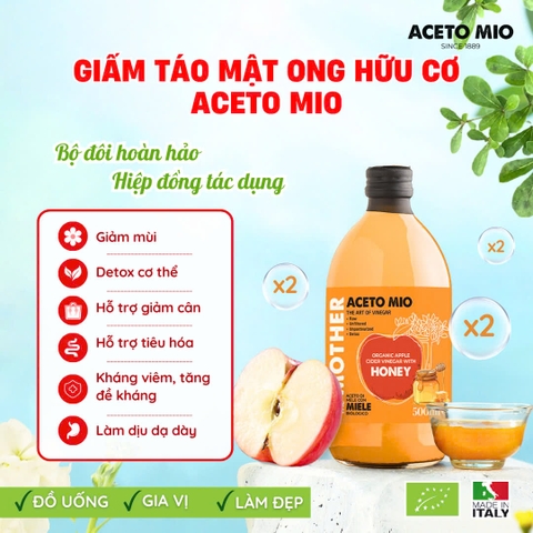Giấm Táo Mật Ong Hữu Cơ Aceto Mio 500ml