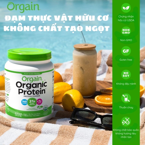 Orgain - Đạm Thực Vật Hữu Cơ Orgain Không Chất Làm Ngọt 720gr