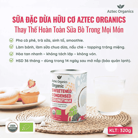 [Aztec Organics] Sữa Dừa Đặc Hữu Cơ Thuần Chay 320gr