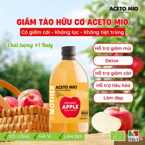 Aceto Mio - Giấm Táo Hữu Cơ 500ml