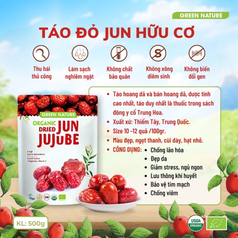 Táo Đỏ Jun Hữu Cơ Green Nature 500gr